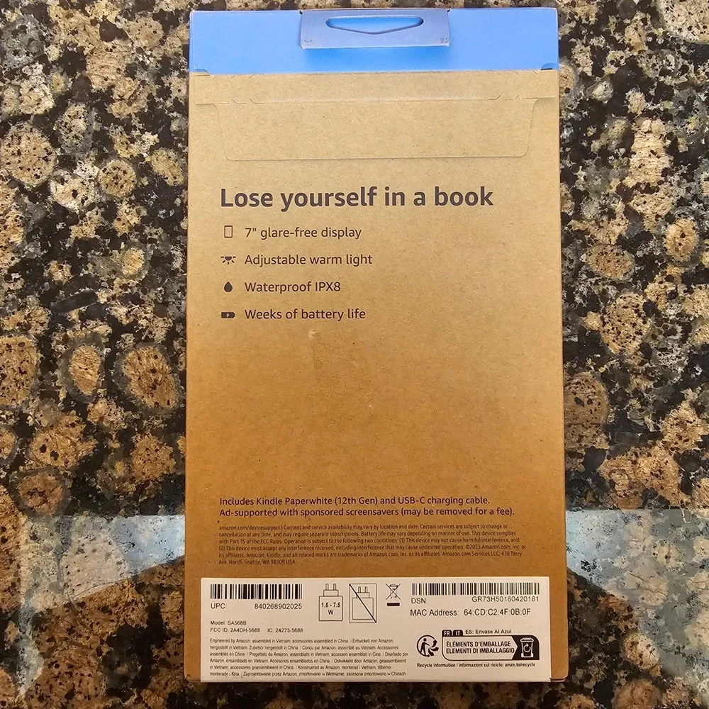 New! Amazon Kindle Paperwhite eReader 16GB 2024 Gen 12 (Latest) Raspberry SA568B